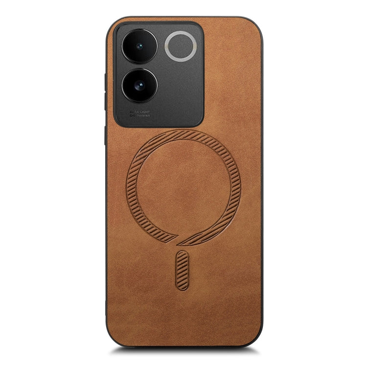 For vivo S17e Retro Magsafe Magnetic PU Back Cover Phone Case