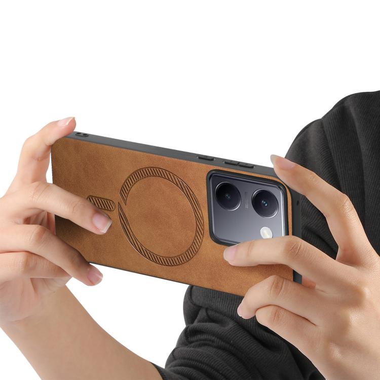 For vivo S20 Pro Retro Magsafe Magnetic PU Back Cover Phone Case