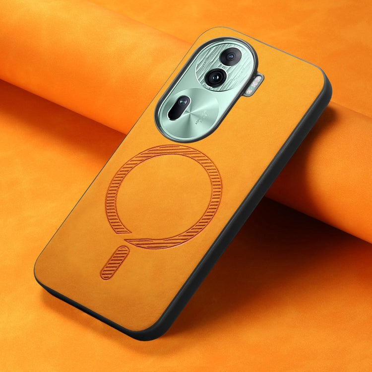 For OPPO Reno11 Pro 5G Global Retro Magsafe Magnetic PU Back Cover Phone Case