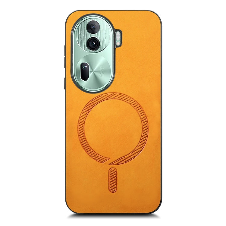 For OPPO Reno11 Pro 5G Global Retro Magsafe Magnetic PU Back Cover Phone Case