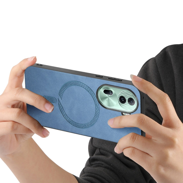 For OPPO Reno11 Pro 5G Global Retro Magsafe Magnetic PU Back Cover Phone Case