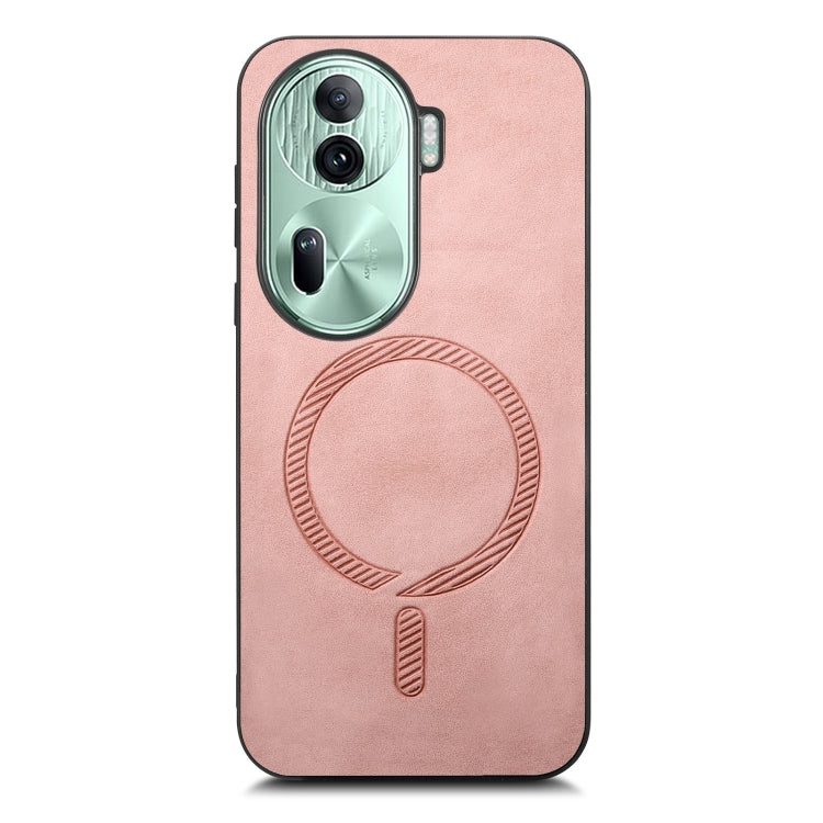 For OPPO Reno11 Pro 5G Global Retro Magsafe Magnetic PU Back Cover Phone Case