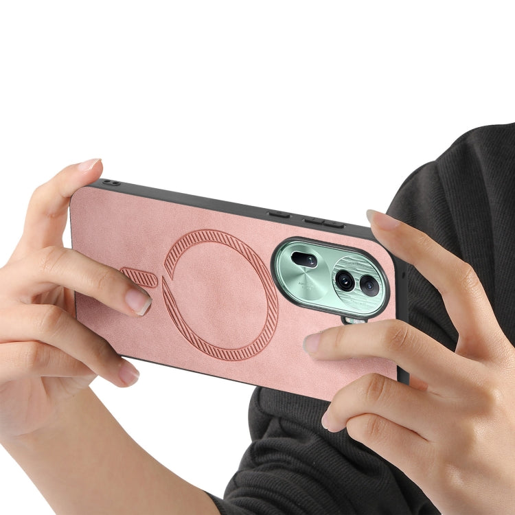 For OPPO Reno11 Pro 5G Global Retro Magsafe Magnetic PU Back Cover Phone Case