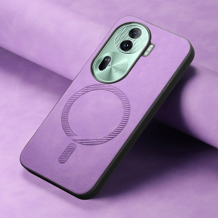 For OPPO Reno11 Pro 5G Global Retro Magsafe Magnetic PU Back Cover Phone Case
