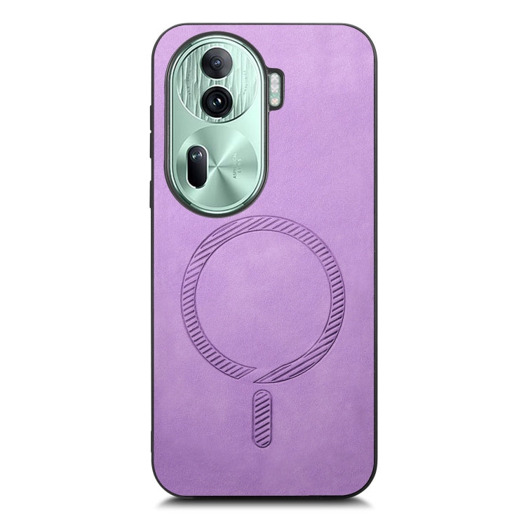 For OPPO Reno11 Pro 5G Global Retro Magsafe Magnetic PU Back Cover Phone Case