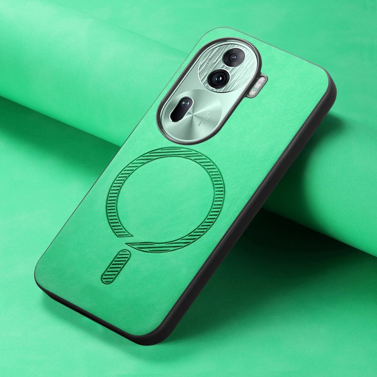 For OPPO Reno11 Pro 5G Global Retro Magsafe Magnetic PU Back Cover Phone Case
