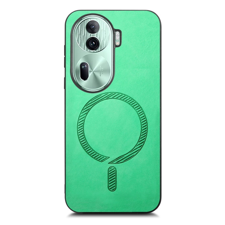 For OPPO Reno11 Pro 5G Global Retro Magsafe Magnetic PU Back Cover Phone Case