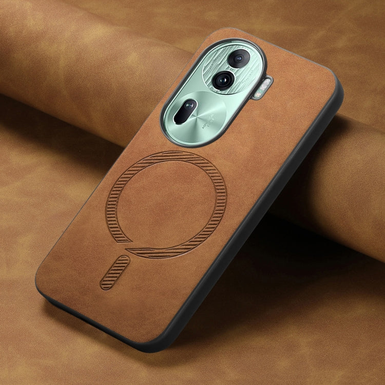 For OPPO Reno11 Pro 5G Global Retro Magsafe Magnetic PU Back Cover Phone Case