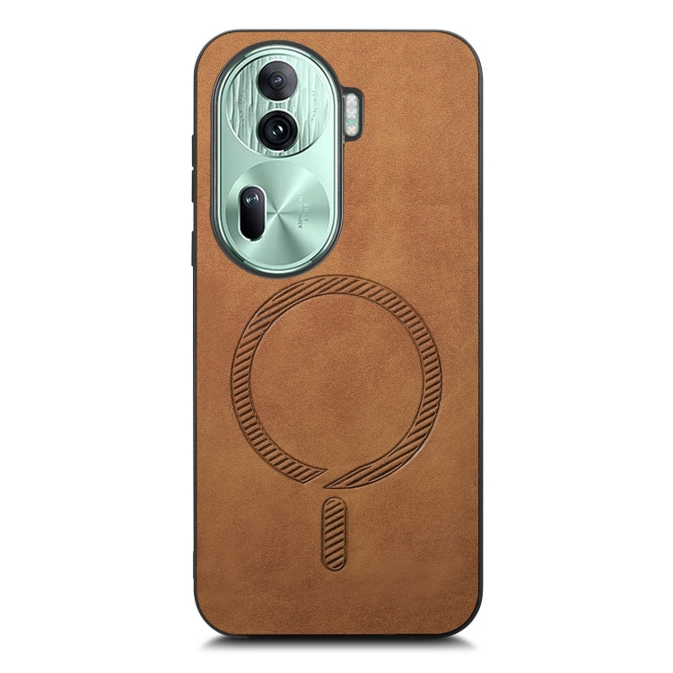 For OPPO Reno11 Pro 5G Global Retro Magsafe Magnetic PU Back Cover Phone Case