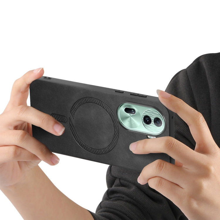 For OPPO Reno11 Pro 5G Global Retro Magsafe Magnetic PU Back Cover Phone Case