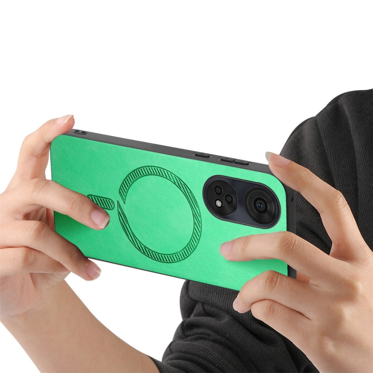 For OPPO A2 Pro Retro Magsafe Magnetic PU Back Cover Phone Case
