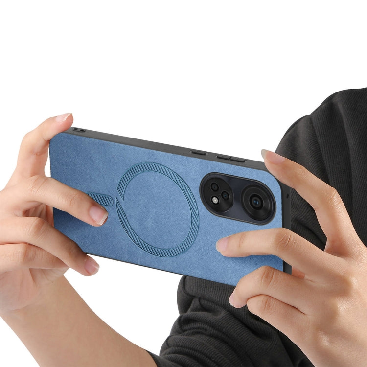 For OPPO A58 4G Retro Magsafe Magnetic PU Back Cover Phone Case
