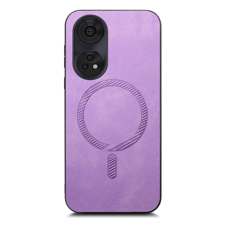 For OPPO A58 4G Retro Magsafe Magnetic PU Back Cover Phone Case