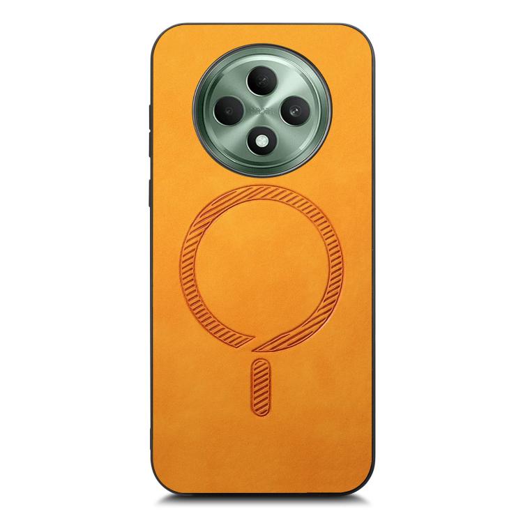 For OPPO Reno12 F 5G Retro Magsafe Magnetic PU Back Cover Phone Case