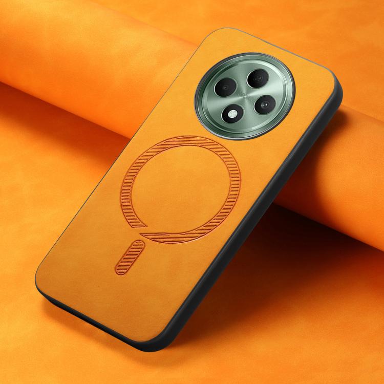 For OPPO Reno12 F 5G Retro Magsafe Magnetic PU Back Cover Phone Case