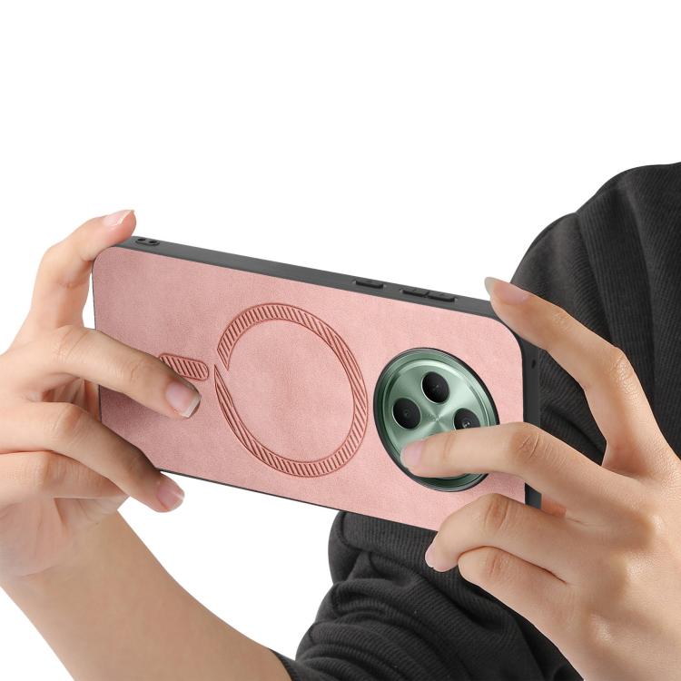 For OPPO Reno12 F 5G Retro Magsafe Magnetic PU Back Cover Phone Case