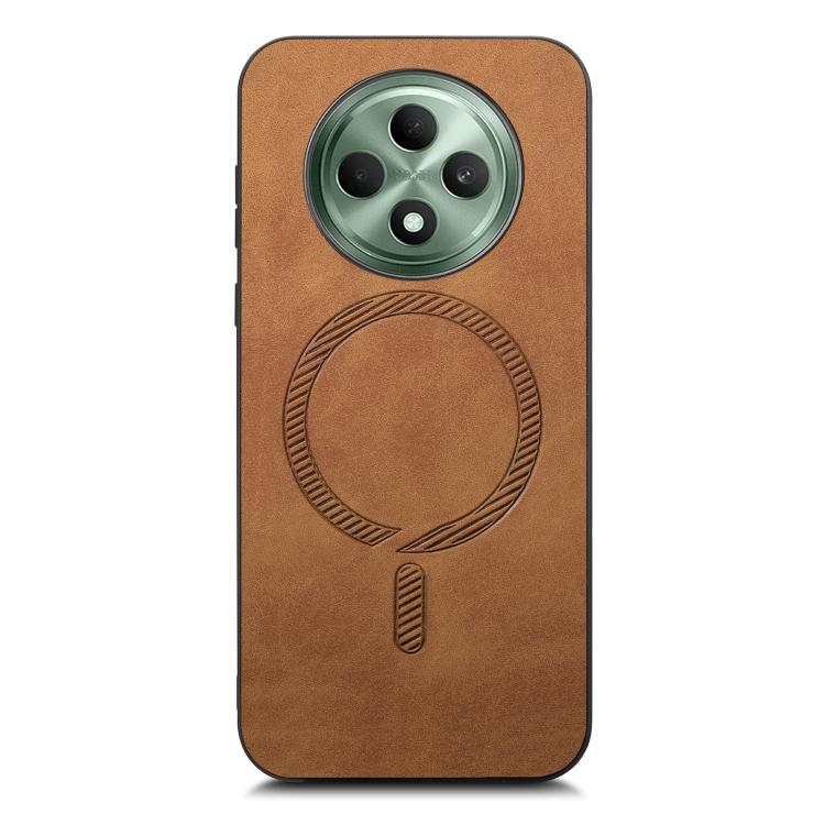 For OPPO Reno12 F 5G Retro Magsafe Magnetic PU Back Cover Phone Case