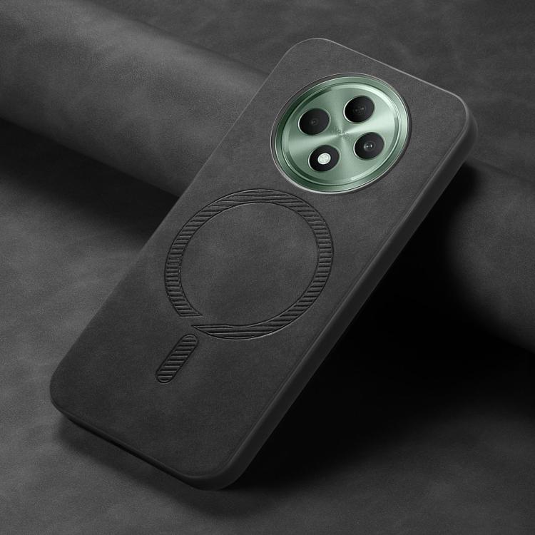 For OPPO Reno12 F 5G Retro Magsafe Magnetic PU Back Cover Phone Case