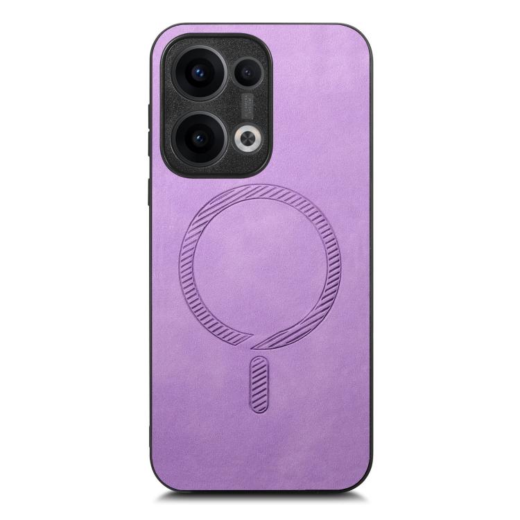 For OPPO Reno12 Global Retro Magsafe Magnetic PU Back Cover Phone Case