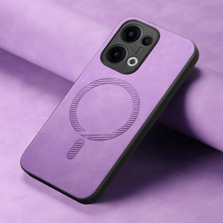 For OPPO Reno12 Global Retro Magsafe Magnetic PU Back Cover Phone Case