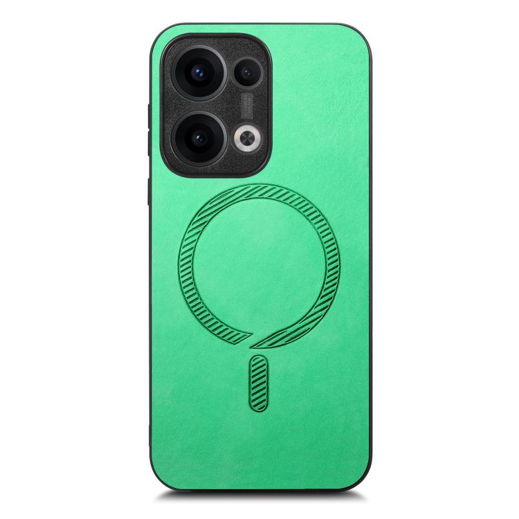 For OPPO Reno12 Global Retro Magsafe Magnetic PU Back Cover Phone Case