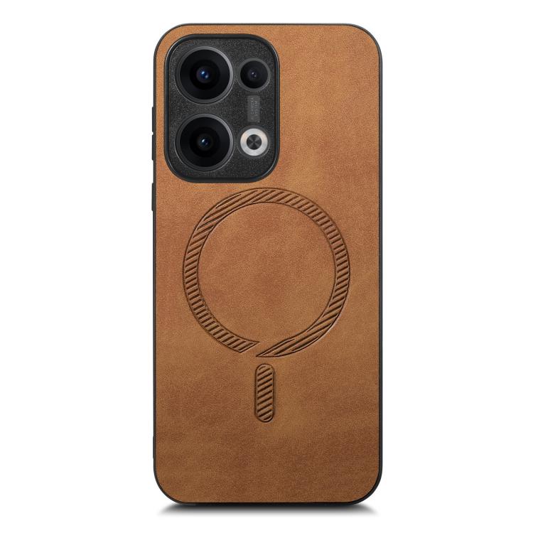 For OPPO Reno12 Global Retro Magsafe Magnetic PU Back Cover Phone Case