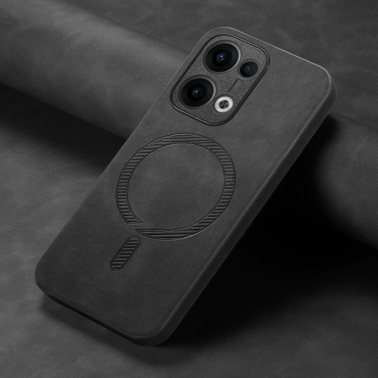 For OPPO Reno12 Global Retro Magsafe Magnetic PU Back Cover Phone Case