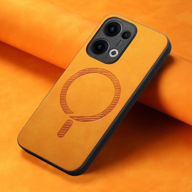For OPPO Reno12 Pro Global Retro Magsafe Magnetic PU Back Cover Phone Case