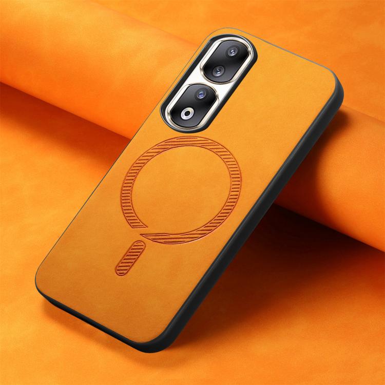 For Honor 90 Pro 5G Retro Magsafe Magnetic PU Back Cover Phone Case