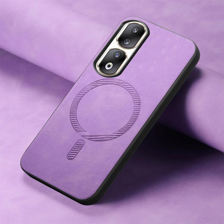 For Honor 90 Pro 5G Retro Magsafe Magnetic PU Back Cover Phone Case