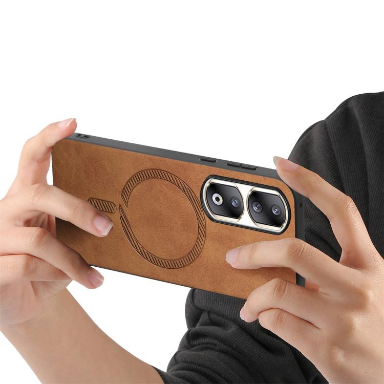 For Honor 90 Pro 5G Retro Magsafe Magnetic PU Back Cover Phone Case