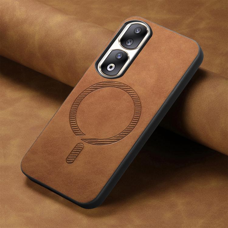 For Honor 90 Pro 5G Retro Magsafe Magnetic PU Back Cover Phone Case
