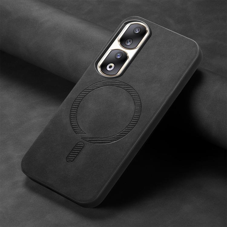 For Honor 90 Pro 5G Retro Magsafe Magnetic PU Back Cover Phone Case