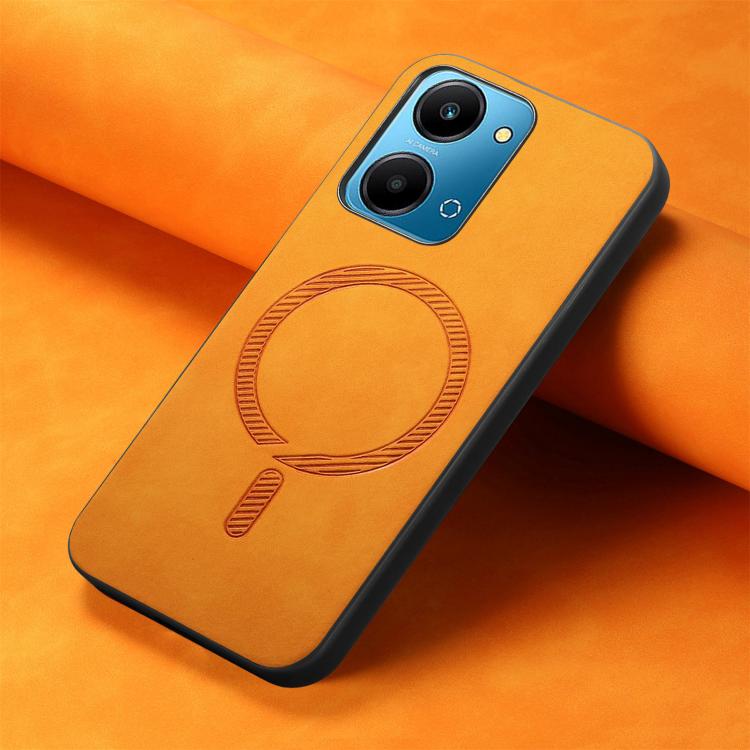 For Honor Play7T Retro Magsafe Magnetic PU Back Cover Phone Case