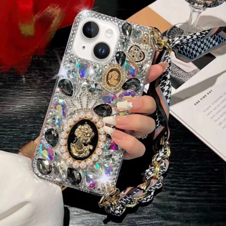 For iPhone 13 mini Handmade Diamond Purple Gemstone Scarf Bracelet PC Phone Case