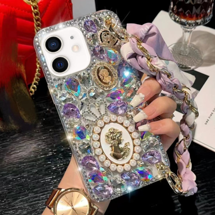 For iPhone 11 Handmade Diamond Purple Gemstone Scarf Bracelet PC Phone Case