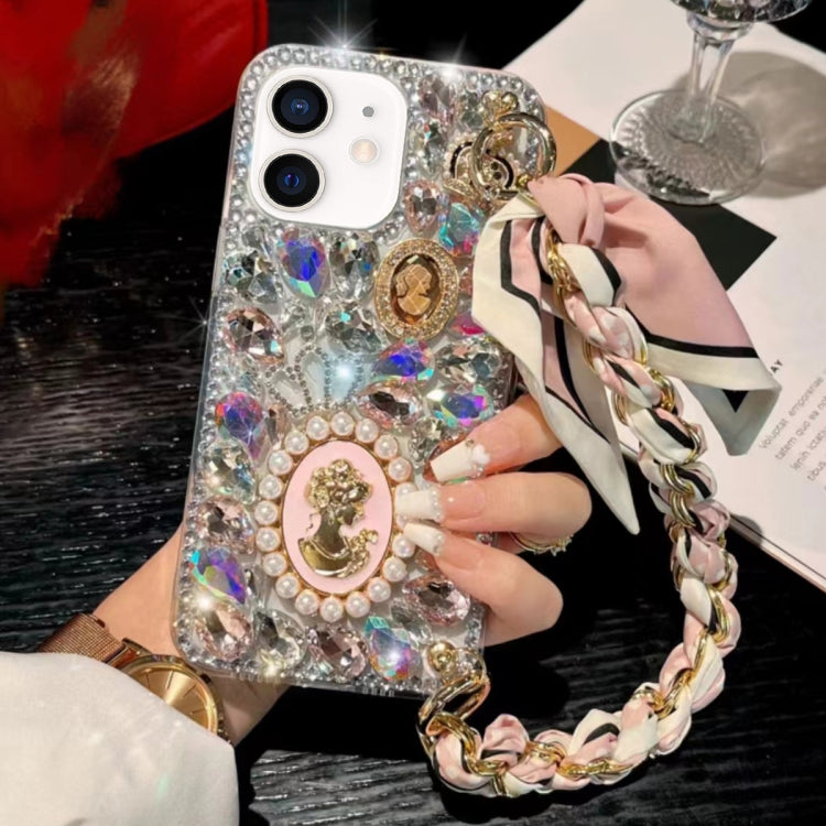 For iPhone 11 Handmade Diamond Purple Gemstone Scarf Bracelet PC Phone Case