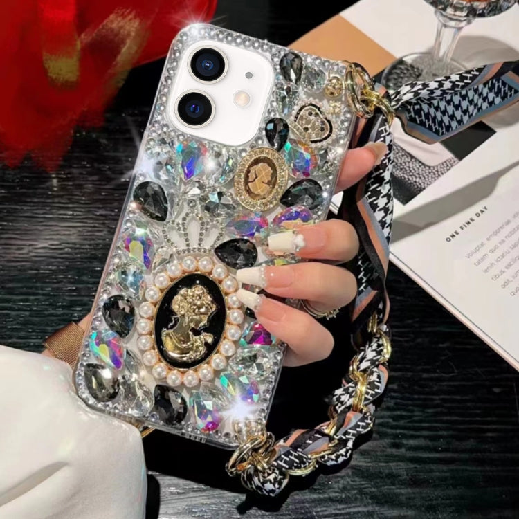 For iPhone 11 Handmade Diamond Purple Gemstone Scarf Bracelet PC Phone Case