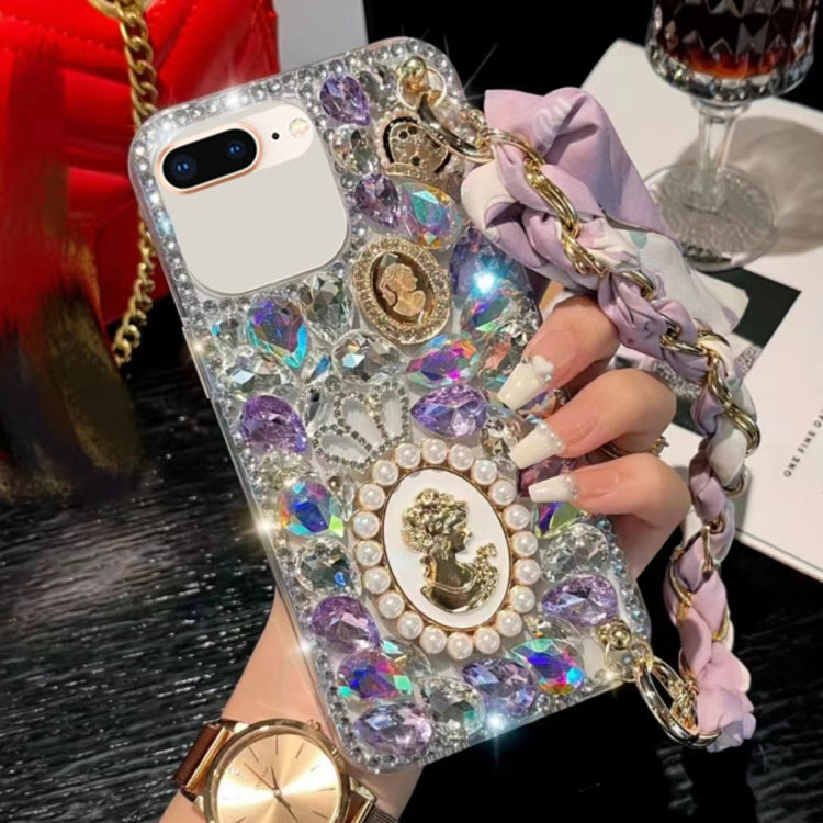For iPhone 7 Plus / 8 Plus Handmade Diamond Purple Gemstone Scarf Bracelet PC Phone Case