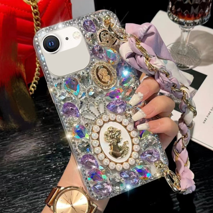 For iPhone SE 2022 /  7 / 8  Handmade Diamond Purple Gemstone Scarf Bracelet PC Phone Case