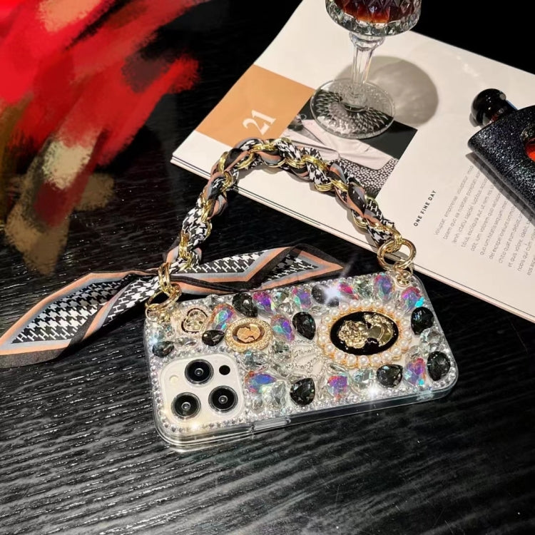 For iPhone X / XS Handmade Diamond Purple Gemstone Scarf Bracelet PC Phone Case