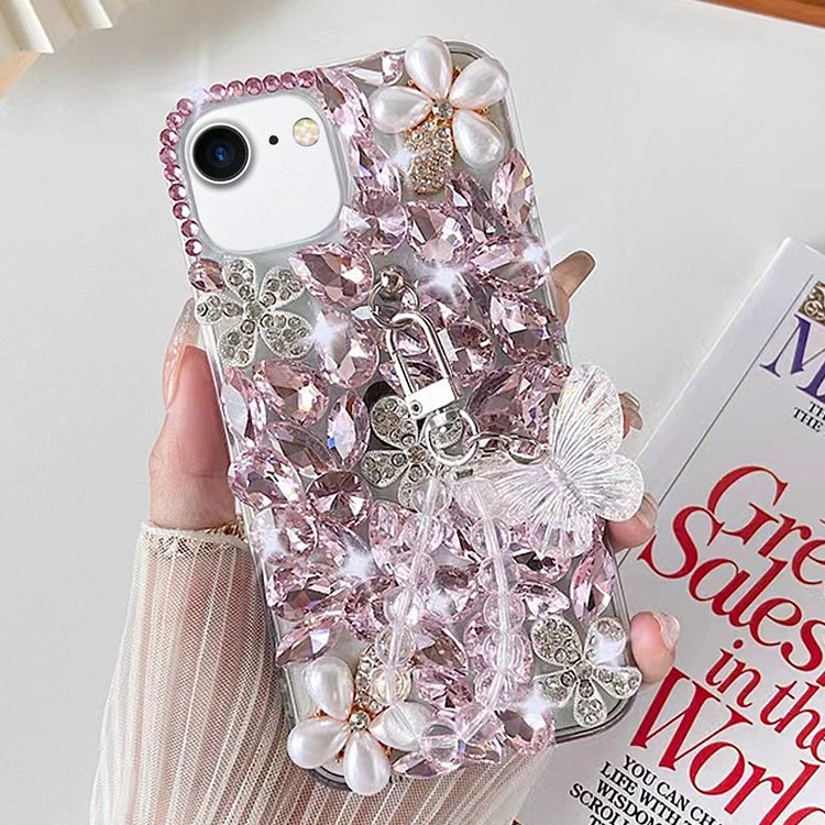 For iPhone SE 2022 /  7 / 8  Handmade Butterfly Diamond Inlay PC Phone Case