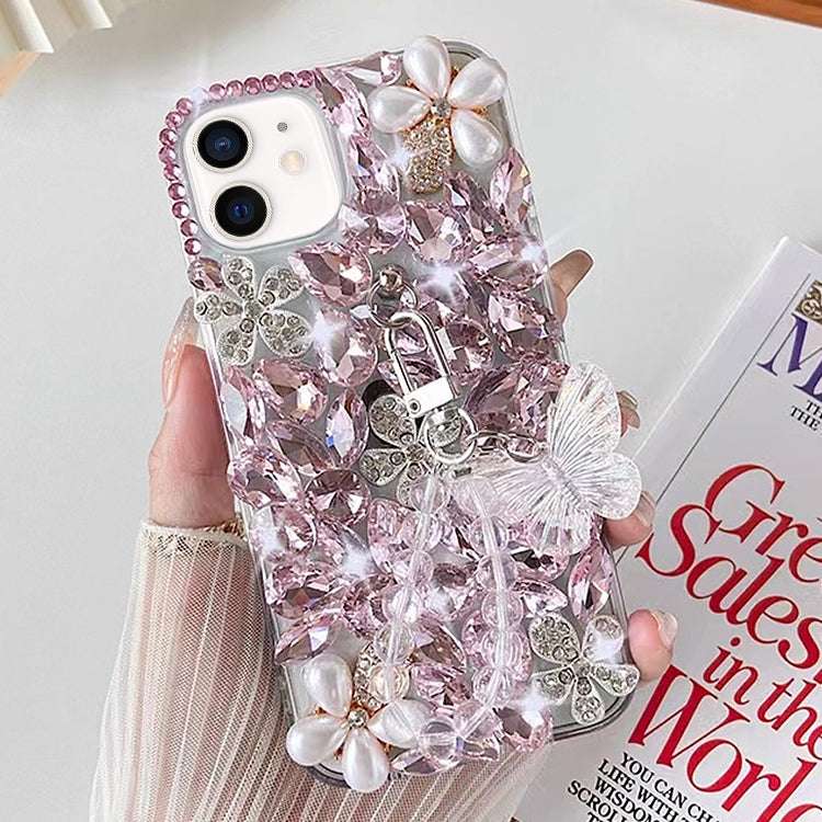 For iPhone 12 Handmade Butterfly Diamond Inlay PC Phone Case