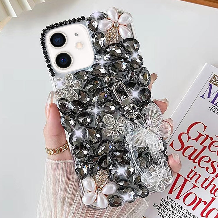 For iPhone 12 Handmade Butterfly Diamond Inlay PC Phone Case