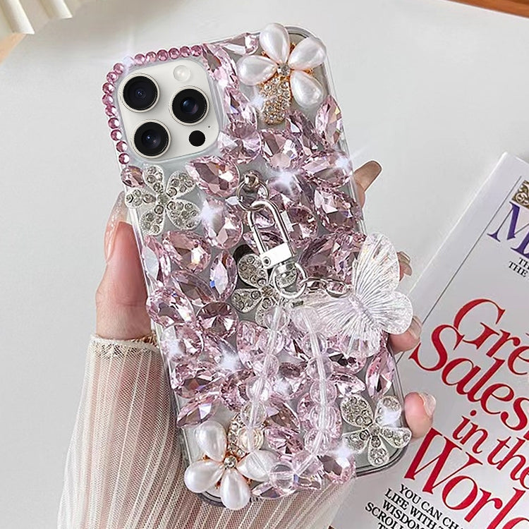 For iPhone 12 Pro Handmade Butterfly Diamond Inlay PC Phone Case
