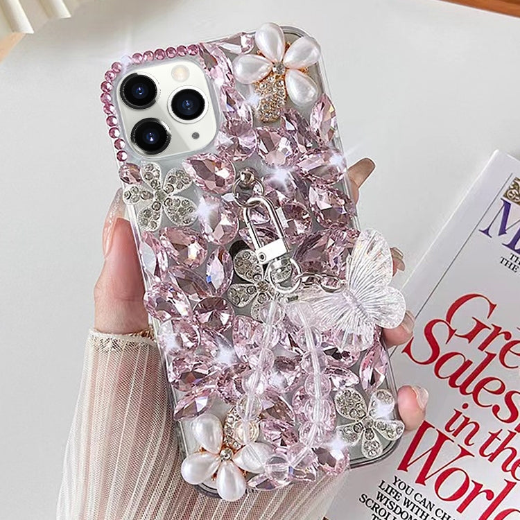 For iPhone 11 Pro Max Handmade Butterfly Diamond Inlay PC Phone Case