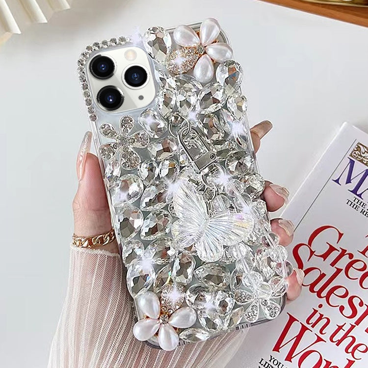 For iPhone 11 Pro Handmade Butterfly Diamond Inlay PC Phone Case