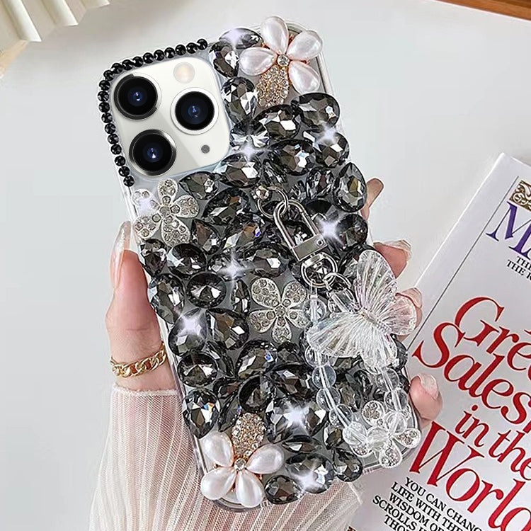 For iPhone 11 Pro Handmade Butterfly Diamond Inlay PC Phone Case