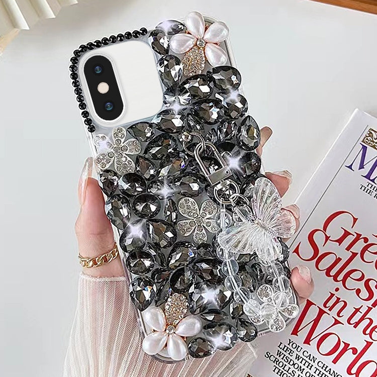 For iPhone X / XS Handmade Butterfly Diamond Inlay PC Phone Case