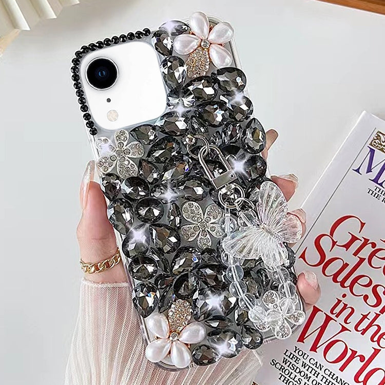 For iPhone XR Handmade Butterfly Diamond Inlay PC Phone Case